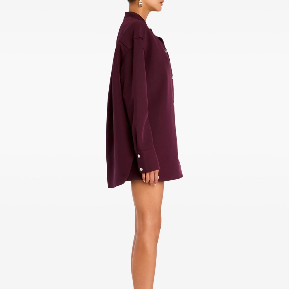 SER.O.YA Ali Heavy Crepe Shacket in Merlot - Picture 3 of 10
